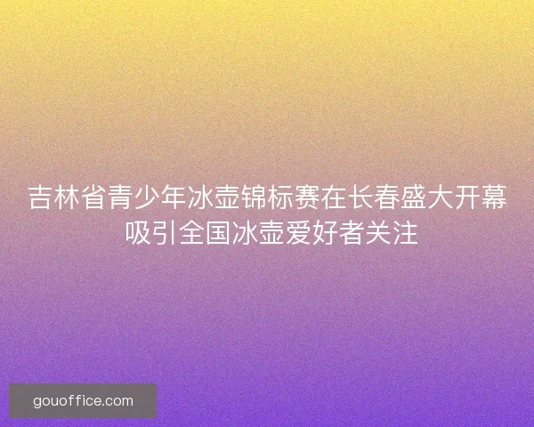 吉林省青少年冰壶锦标赛在长春盛大开幕 吸引全国冰壶爱好者关注
