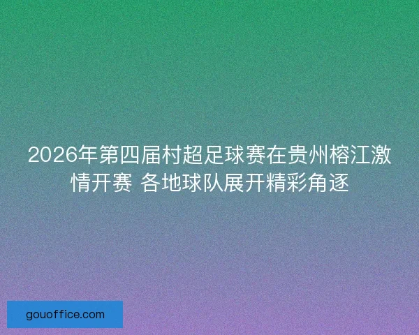 2026年第四届村超足球赛在贵州榕江激情开赛 各地球队展开精彩角逐